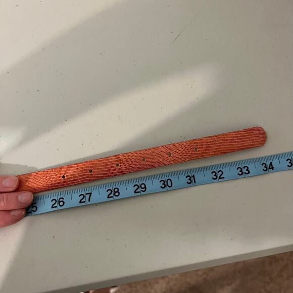 Ann Taylor Pink Snake Genuine Leather Thin Skinny Silver Buckle Belt Size XS - Picture 7 of 8